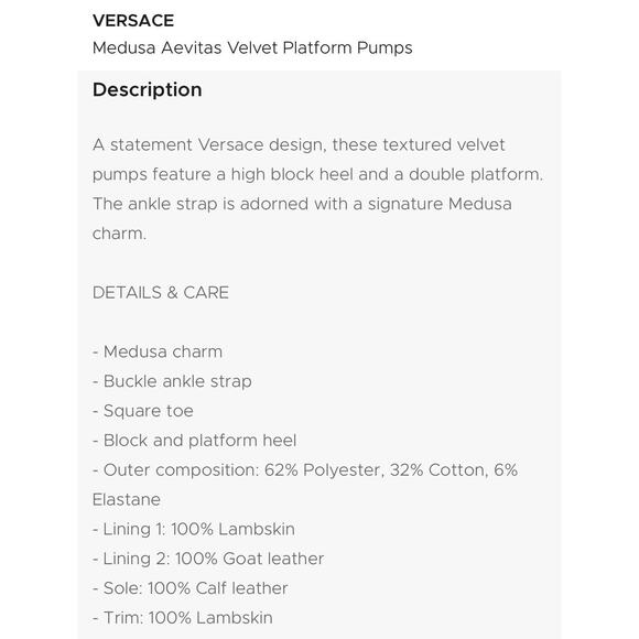 Versace Aevitas 39/ 9 Platform Pink Velvet Shoe Pump Crystal Medusa NWB $1,575 - Picture 16 of 16